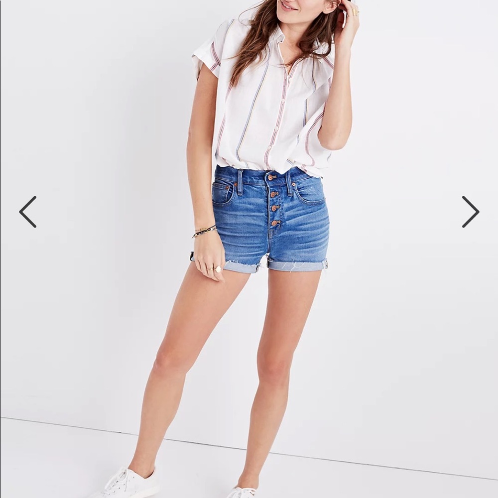 Madewell High rise denim boyshorts: button through edition